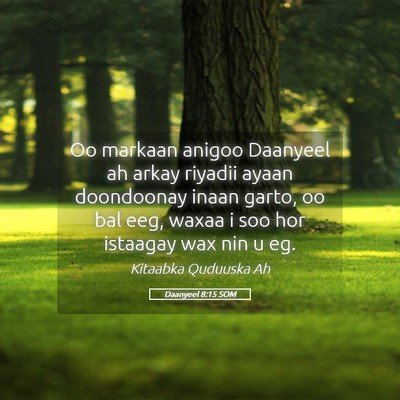 Picture 05 - Daanyeel 8:15 SOM - Oo markaan anigoo Daanyeel ah arkay riyadii ayaan - Bible Verse Picture