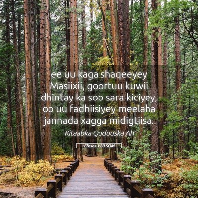 Picture 05 - Efesos 1:20 SOM - ee uu kaga shaqeeyey Masiixii, goortuu kuwii - Bible Verse Picture