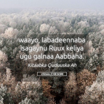 Picture 05 - Efesos 2:18 SOM - waayo, labadeennaba isagaynu Ruux keliya ugu - Bible Verse Picture