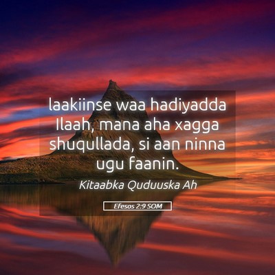 Picture 05 - Efesos 2:9 SOM - laakiinse waa hadiyadda Ilaah, mana aha xagga - Bible Verse Picture