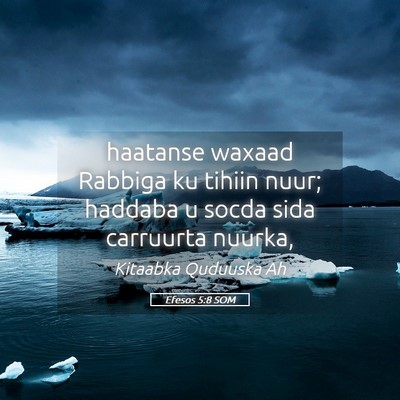 Picture 05 - Efesos 5:8 SOM - haatanse waxaad Rabbiga ku tihiin nuur; haddaba u - Bible Verse Picture