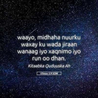 Picture 05 - Efesos 5:9 SOM - waayo, midhaha nuurku waxay ku wada jiraan wanaag - Bible Verse Picture