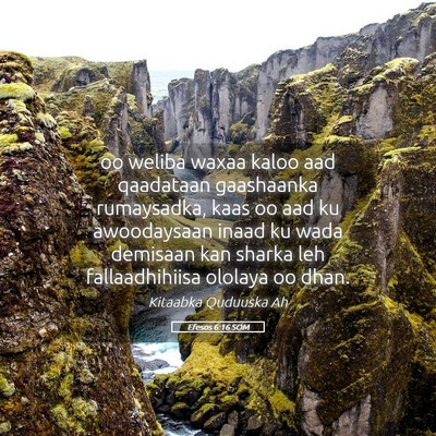 Picture 05 - Efesos 6:16 SOM - oo weliba waxaa kaloo aad qaadataan gaashaanka - Bible Verse Picture