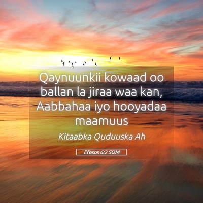 Picture 05 - Efesos 6:2 SOM - Qaynuunkii kowaad oo ballan la jiraa waa kan, - Bible Verse Picture