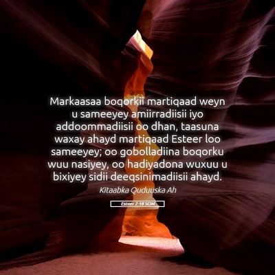 Picture 05 - Esteer 2:18 SOM - Markaasaa boqorkii martiqaad weyn u sameeyey - Bible Verse Picture