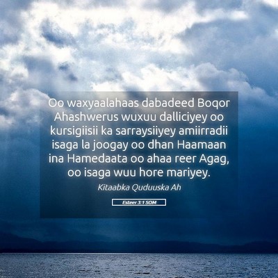 Picture 05 - Esteer 3:1 SOM - Oo waxyaalahaas dabadeed Boqor Ahashwerus wuxuu - Bible Verse Picture