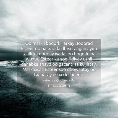 Picture 05 - Esteer 5:2 SOM - Oo markii boqorkii arkay Boqorad Esteer oo - Bible Verse Picture