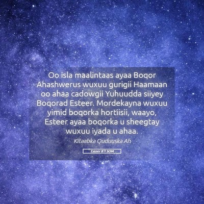 Picture 05 - Esteer 8:1 SOM - Oo isla maalintaas ayaa Boqor Ahashwerus wuxuu - Bible Verse Picture
