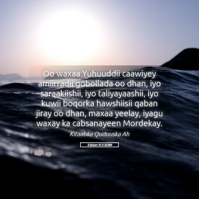 Picture 05 - Esteer 9:3 SOM - Oo waxaa Yuhuuddii caawiyey amiirradii gobollada - Bible Verse Picture
