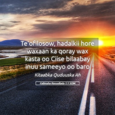 Picture 05 - Falimaha Rasuullada 1:1 SOM - Te'ofilosow, hadalkii hore waxaan ka qoray wax - Bible Verse Picture