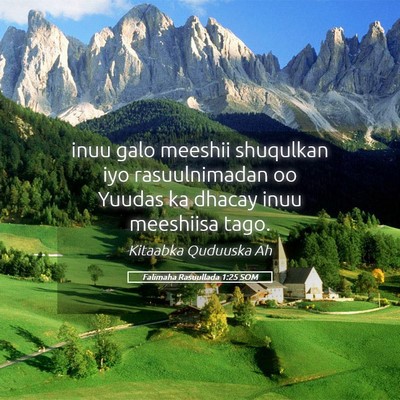 Picture 05 - Falimaha Rasuullada 1:25 SOM - inuu galo meeshii shuqulkan iyo rasuulnimadan oo - Bible Verse Picture