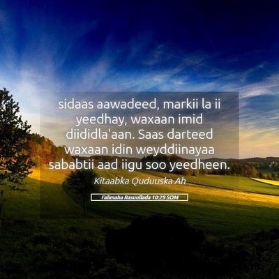 Picture 05 - Falimaha Rasuullada 10:29 SOM - sidaas aawadeed, markii la ii yeedhay, waxaan - Bible Verse Picture