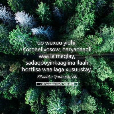 Picture 05 - Falimaha Rasuullada 10:31 SOM - oo wuxuu yidhi, Korneeliyosow, baryadaadii waa la - Bible Verse Picture