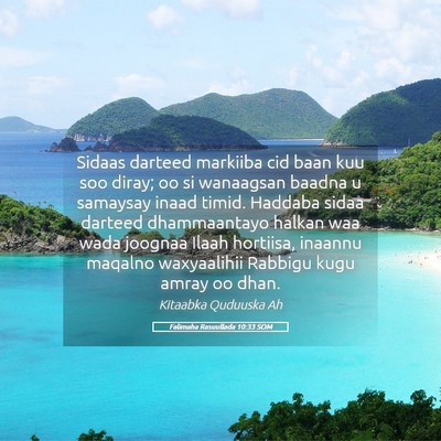Picture 05 - Falimaha Rasuullada 10:33 SOM - Sidaas darteed markiiba cid baan kuu soo diray; - Bible Verse Picture
