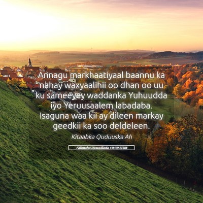 Picture 05 - Falimaha Rasuullada 10:39 SOM - Annagu markhaatiyaal baannu ka nahay waxyaalihii - Bible Verse Picture