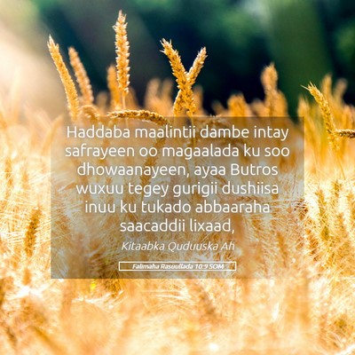 Picture 05 - Falimaha Rasuullada 10:9 SOM - Haddaba maalintii dambe intay safrayeen oo - Bible Verse Picture