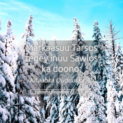 Picture 05 - Falimaha Rasuullada 11:25 SOM - Markaasuu Tarsos tegey inuu Sawlos ka - Bible Verse Picture