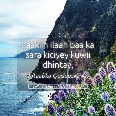 Picture 05 - Falimaha Rasuullada 13:30 SOM - Laakiin Ilaah baa ka sara kiciyey kuwii - Bible Verse Picture