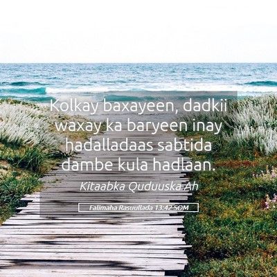Picture 05 - Falimaha Rasuullada 13:42 SOM - Kolkay baxayeen, dadkii waxay ka baryeen inay - Bible Verse Picture