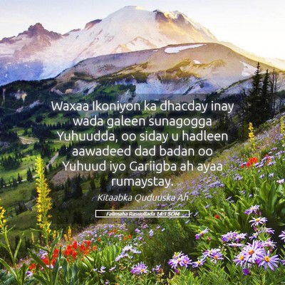 Picture 05 - Falimaha Rasuullada 14:1 SOM - Waxaa Ikoniyon ka dhacday inay wada galeen - Bible Verse Picture