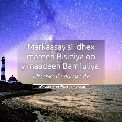 Picture 05 - Falimaha Rasuullada 14:24 SOM - Markaasay sii dhex mareen Bisidiya oo yimaadeen - Bible Verse Picture