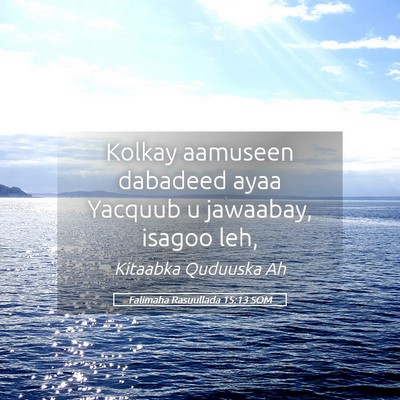 Picture 05 - Falimaha Rasuullada 15:13 SOM - Kolkay aamuseen dabadeed ayaa Yacquub u jawaabay, - Bible Verse Picture