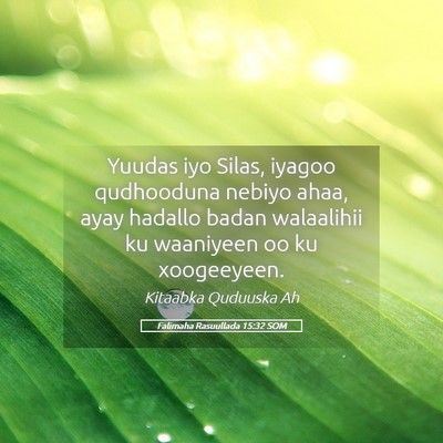 Picture 05 - Falimaha Rasuullada 15:32 SOM - Yuudas iyo Silas, iyagoo qudhooduna nebiyo ahaa, - Bible Verse Picture