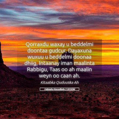 Picture 05 - Falimaha Rasuullada 2:20 SOM - Qorraxdu waxay u beddelmi doontaa gudcur, - Bible Verse Picture
