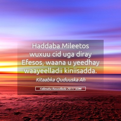 Picture 05 - Falimaha Rasuullada 20:17 SOM - Haddaba Mileetos wuxuu cid uga diray Efesos, - Bible Verse Picture