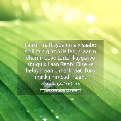 Picture 05 - Falimaha Rasuullada 20:24 SOM - Laakiin naftayda uma xisaabo sidii mid qiimo ila - Bible Verse Picture