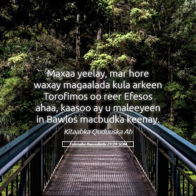 Picture 05 - Falimaha Rasuullada 21:29 SOM - Maxaa yeelay, mar hore waxay magaalada kula - Bible Verse Picture