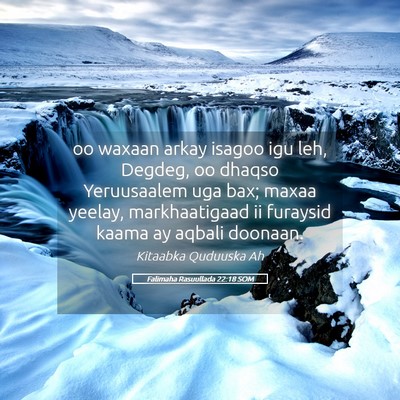 Picture 05 - Falimaha Rasuullada 22:18 SOM - oo waxaan arkay isagoo igu leh, Degdeg, oo dhaqso - Bible Verse Picture