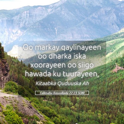 Picture 05 - Falimaha Rasuullada 22:23 SOM - Oo markay qaylinayeen oo dharka iska xoorayeen oo - Bible Verse Picture