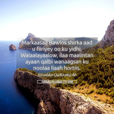 Picture 05 - Falimaha Rasuullada 23:1 SOM - Markaasaa Bawlos shirka aad u fiiriyey oo ku - Bible Verse Picture