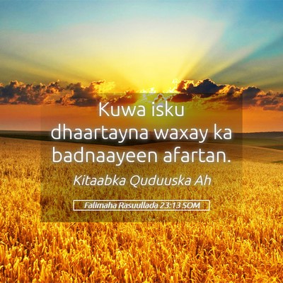 Picture 05 - Falimaha Rasuullada 23:13 SOM - Kuwa isku dhaartayna waxay ka badnaayeen - Bible Verse Picture