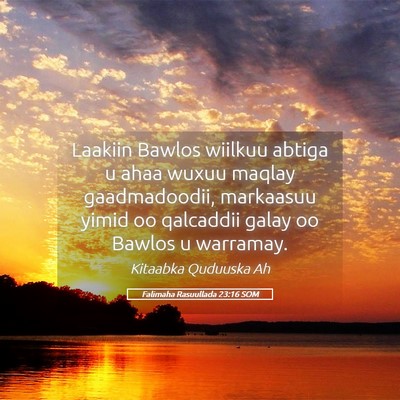 Picture 05 - Falimaha Rasuullada 23:16 SOM - Laakiin Bawlos wiilkuu abtiga u ahaa wuxuu maqlay - Bible Verse Picture