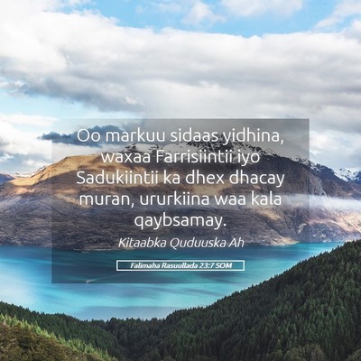 Picture 05 - Falimaha Rasuullada 23:7 SOM - Oo markuu sidaas yidhina, waxaa Farrisiintii iyo - Bible Verse Picture