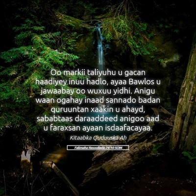 Picture 05 - Falimaha Rasuullada 24:10 SOM - Oo markii taliyuhu u gacan haadiyey inuu hadlo, - Bible Verse Picture