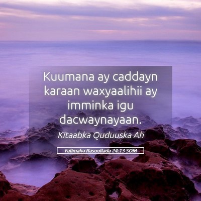 Picture 05 - Falimaha Rasuullada 24:13 SOM - Kuumana ay caddayn karaan waxyaalihii ay imminka - Bible Verse Picture