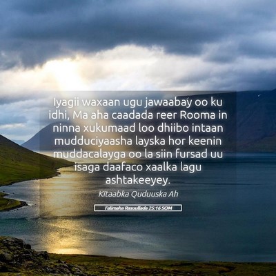 Picture 05 - Falimaha Rasuullada 25:16 SOM - Iyagii waxaan ugu jawaabay oo ku idhi, Ma aha - Bible Verse Picture