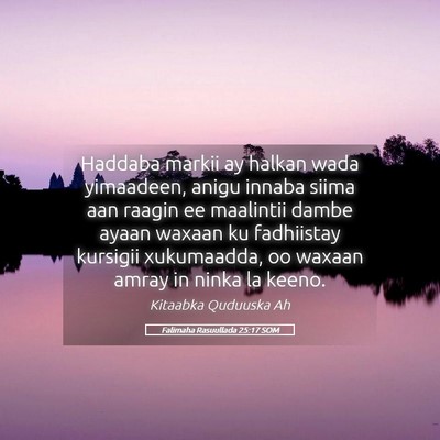 Picture 05 - Falimaha Rasuullada 25:17 SOM - Haddaba markii ay halkan wada yimaadeen, anigu - Bible Verse Picture