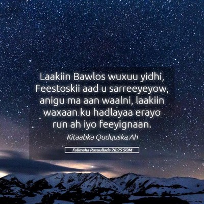 Picture 05 - Falimaha Rasuullada 26:25 SOM - Laakiin Bawlos wuxuu yidhi, Feestoskii aad u - Bible Verse Picture