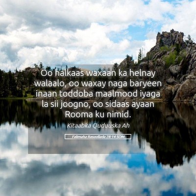 Picture 05 - Falimaha Rasuullada 28:14 SOM - Oo halkaas waxaan ka helnay walaalo, oo waxay - Bible Verse Picture