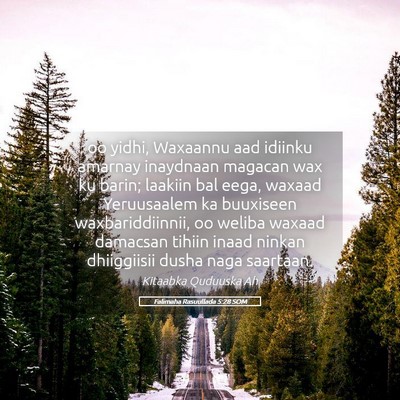 Picture 05 - Falimaha Rasuullada 5:28 SOM - oo yidhi, Waxaannu aad idiinku amarnay inaydnaan - Bible Verse Picture