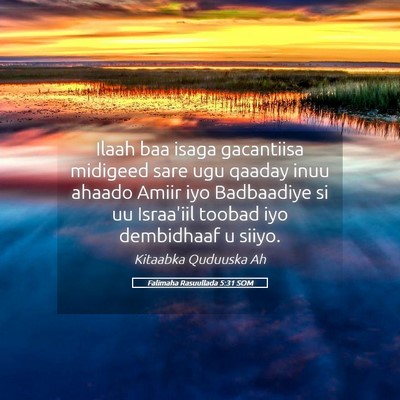 Picture 05 - Falimaha Rasuullada 5:31 SOM - Ilaah baa isaga gacantiisa midigeed sare ugu - Bible Verse Picture