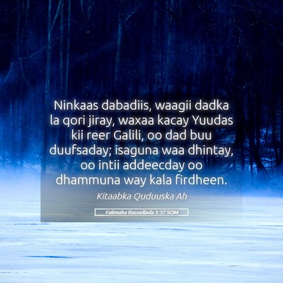 Picture 05 - Falimaha Rasuullada 5:37 SOM - Ninkaas dabadiis, waagii dadka la qori jiray, - Bible Verse Picture