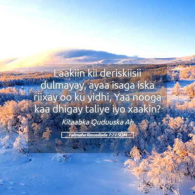Picture 05 - Falimaha Rasuullada 7:27 SOM - Laakiin kii deriskiisii dulmayay, ayaa isaga iska - Bible Verse Picture