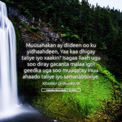 Picture 05 - Falimaha Rasuullada 7:35 SOM - Muusahakan ay diideen oo ku yidhaahdeen, Yaa kaa - Bible Verse Picture