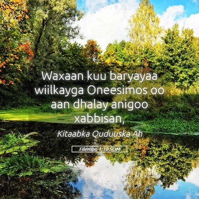Picture 05 - Filemon 1:10 SOM - Waxaan kuu baryayaa wiilkayga Oneesimos oo aan - Bible Verse Picture