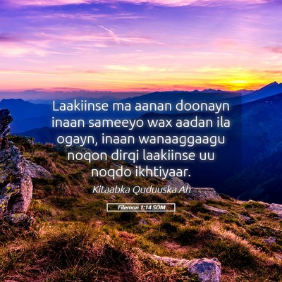 Picture 05 - Filemon 1:14 SOM - Laakiinse ma aanan doonayn inaan sameeyo wax - Bible Verse Picture